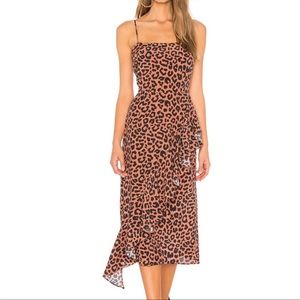 Lovers + Friends Ellie Midi Dress Animal Print Spaghetti Straps Size Medium